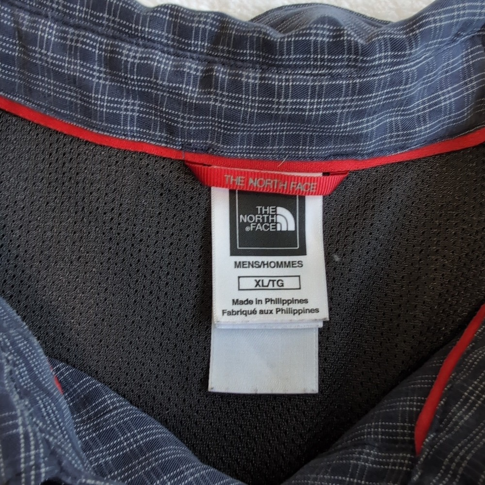 North Face Tekware Button Shirt Mens XL Blue Grid Long Sleeve Hiking Performance - Picture 3 of 8